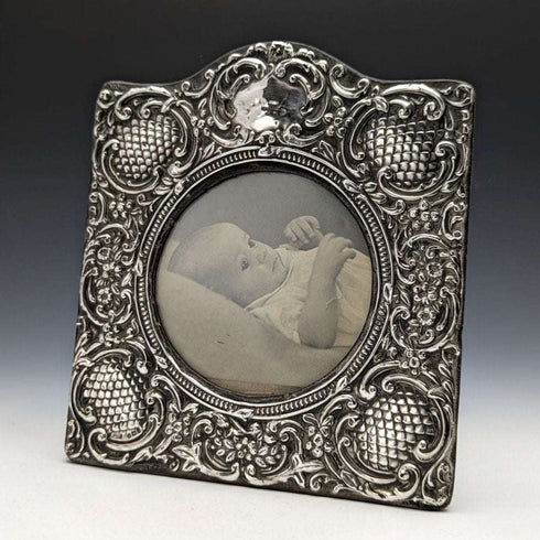 Marco de fotos/retrato de plata de ley (925) antiguo, Reino Unido, 1906, SAMUEL M LEVI