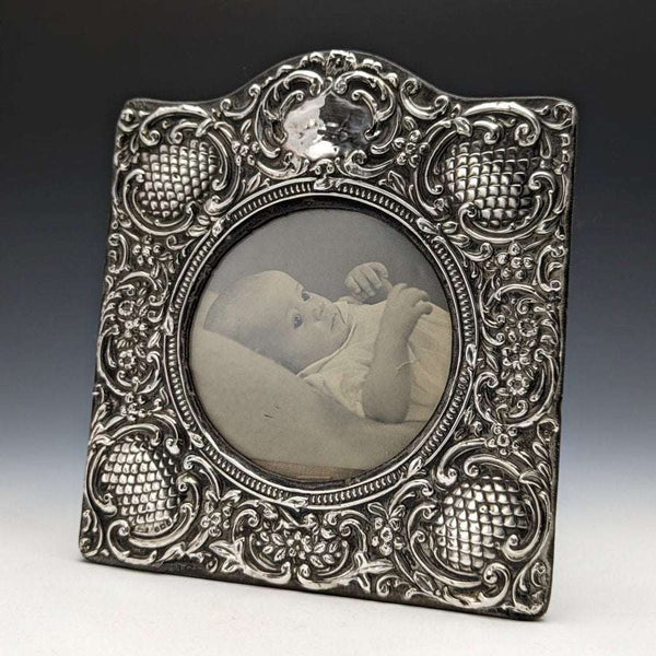 Marco de fotos/retrato de plata de ley (925) antiguo, Reino Unido, 1906, SAMUEL M LEVI