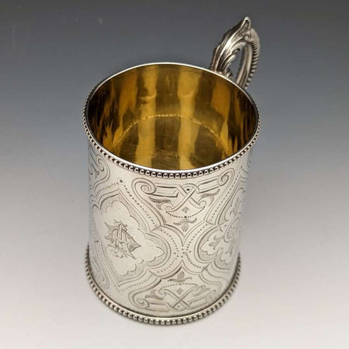 1864年 英国アンティーク 純銀(925シルバー) マグカップ 154g Robert Harper