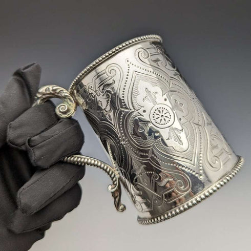 1864年 英国アンティーク 純銀(925シルバー) マグカップ 154g Robert Harper