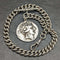 Cadena Albert de plata esterlina (plata 925) antigua inglesa, hacia 1900, 62 g, con colgante de moneda romana de plata