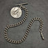 Cadena Albert de plata esterlina (plata 925) antigua inglesa, hacia 1900, 62 g, con colgante de moneda romana de plata