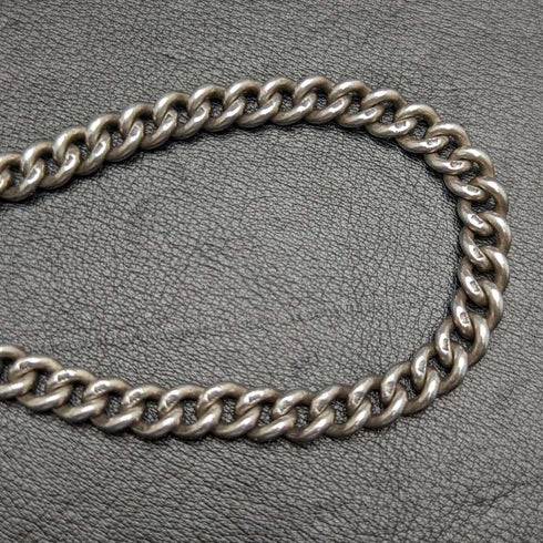 Cadena Albert de plata esterlina (plata 925) antigua inglesa, hacia 1900, 62 g, con colgante de moneda romana de plata