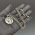 Cadena Albert de plata esterlina (plata 925) antigua inglesa, hacia 1900, 62 g, con colgante de moneda romana de plata