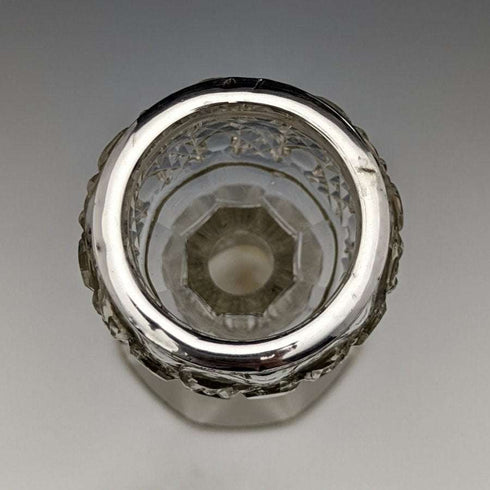 1910 British antique sterling silver decorated cut glass vase 383g CC May & Sons