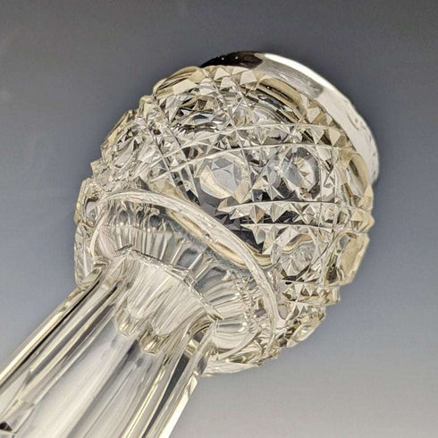 1910 British antique sterling silver decorated cut glass vase 383g CC May & Sons