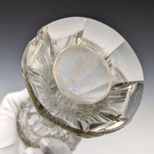 1910 British antique sterling silver decorated cut glass vase 383g CC May & Sons