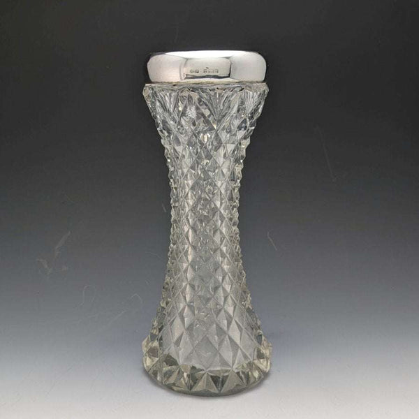 Jarrón de cristal tallado con decoración de plata de ley, antigüedades británicas de 1901, 598 g, GE Walton & Co