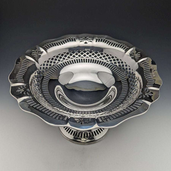 1938 British Vintage Pure Silver (925 Silver) Fruit Bowl Compote Diameter 26cm 470g Joseph Gloster Ltd