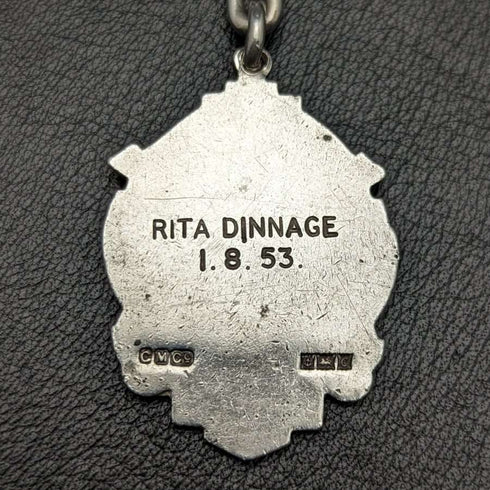 Around 1920 British Antique Pure Silver (925 Silver) Albert Chain 37g Medal Fob