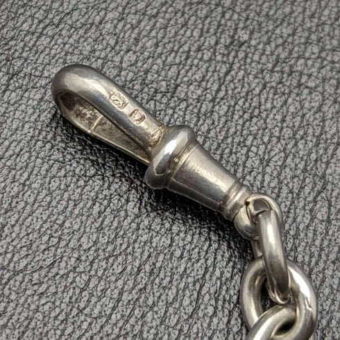 Around 1920 British Antique Pure Silver (925 Silver) Albert Chain 37g Medal Fob