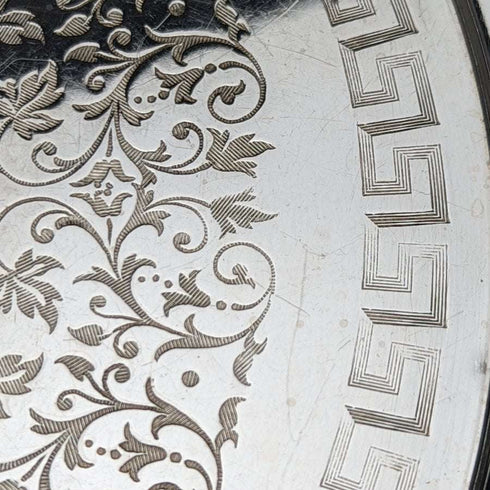 1863 British Antique Pure Silver (925 Silver) Salva Diameter 21cm 350g Hawkesworth Eyre