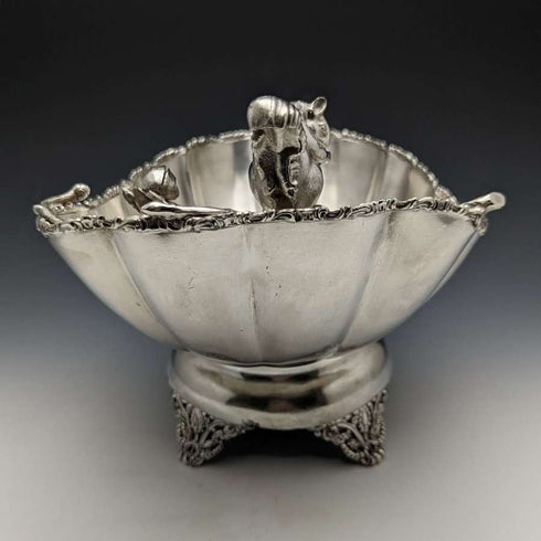 Cuenco para frutos secos de plata chapada, con decoración de ardilla, antigüedad estadounidense de finales del siglo XIX, 481 g