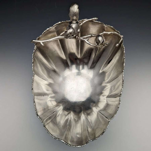 Cuenco para frutos secos de plata chapada, con decoración de ardilla, antigüedad estadounidense de finales del siglo XIX, 481 g