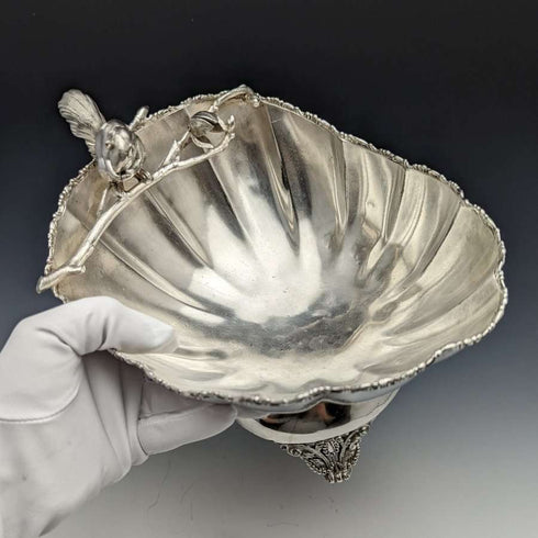 Cuenco para frutos secos de plata chapada, con decoración de ardilla, antigüedad estadounidense de finales del siglo XIX, 481 g