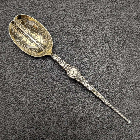 Cuchara de unción vintage británica de 1936, plata de ley (925), de Roberts & Belk, en su estuche original.