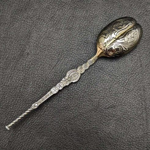 Cuchara de unción vintage británica de 1936, plata de ley (925), de Roberts & Belk, en su estuche original.