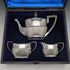 Late 19th Century English Antique Silver Plated Bachelor Teapot Set of 3 in Roberts & Belk Case