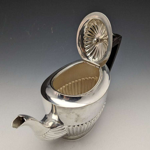 Late 19th Century English Antique Silver Plated Bachelor Teapot Set of 3 in Roberts & Belk Case