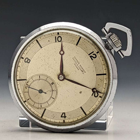 (Refurbished) Vintage good working Ulysse Nardin art deco stainless steel case pocket watch