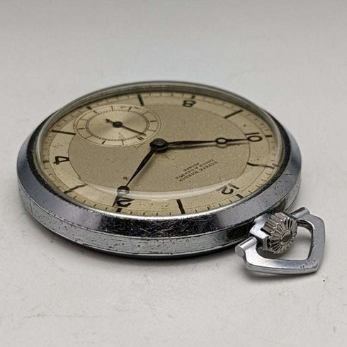 (Refurbished) Vintage good working Ulysse Nardin art deco stainless steel case pocket watch