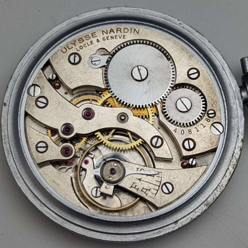 (Refurbished) Vintage good working Ulysse Nardin art deco stainless steel case pocket watch