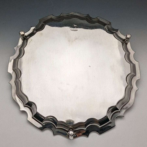 1929年 英国ヴィンテージ 純銀(925シルバー) サルヴァ 直径26cm 521g Walker & Hall