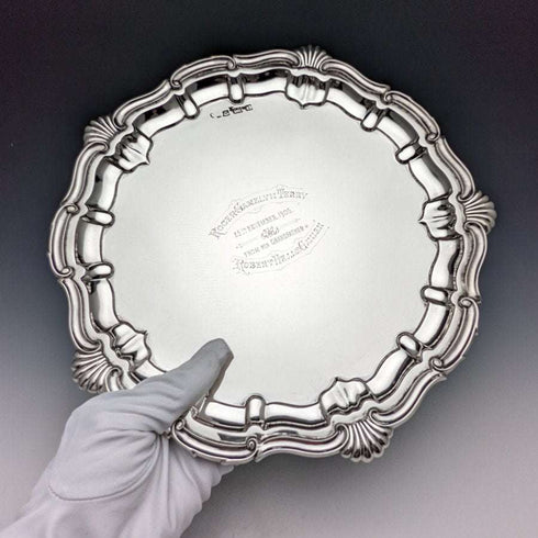 1905 年英國古董純銀(925 銀)卡盤直徑 25.5cm 397g