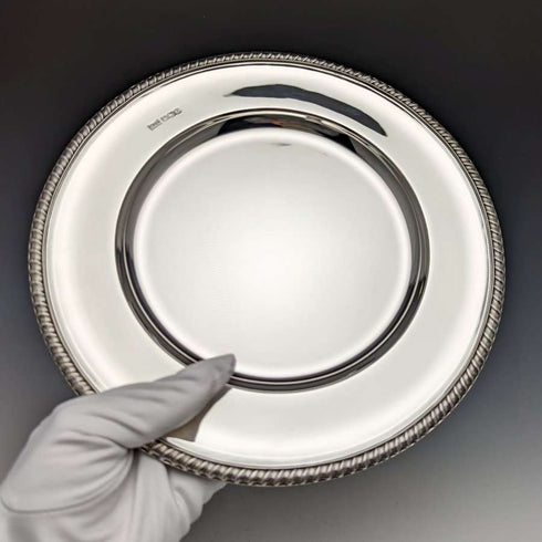 1928 年英國復古純銀(925 銀)餐盤直徑 23.5cm 496g Walker&Hall