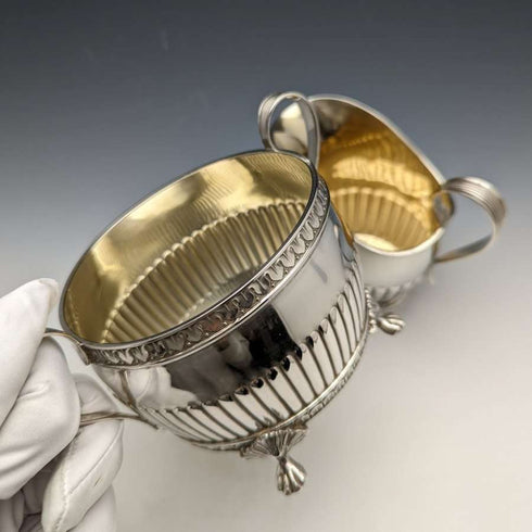 1909 antique Swedish pure silver (800 silver) sugar pot & cream jug set total 367g