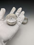 Anillo de servilleta de plata de ley (925) vintage, Reino Unido, alrededor de 1960, par, WH Manton, en caja