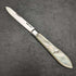Navaja plegable vintage británica de 1926, mango de nácar y hoja de plata esterlina, Harrison Fisher