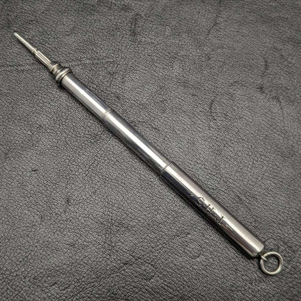 Lápiz mágico de plata de ley, antiguo, Reino Unido, 1892, extensible, 63-140 mm, Frederick Charles Berkeley