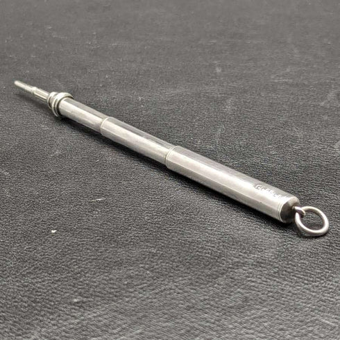 Lápiz mágico de plata de ley, antiguo, Reino Unido, 1892, extensible, 63-140 mm, Frederick Charles Berkeley