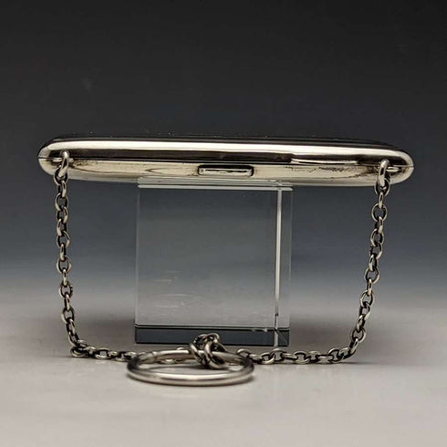 Estuche para tarjetas de plata de ley con cadena, antigüedad británica de 1913, 73 g, William Henry Sparrow