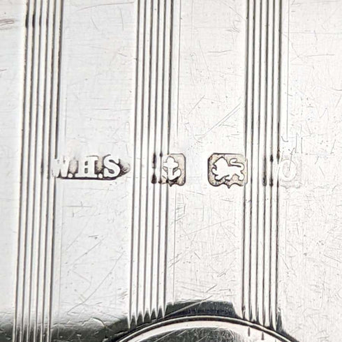 Estuche para tarjetas de plata de ley con cadena, antigüedad británica de 1913, 73 g, William Henry Sparrow