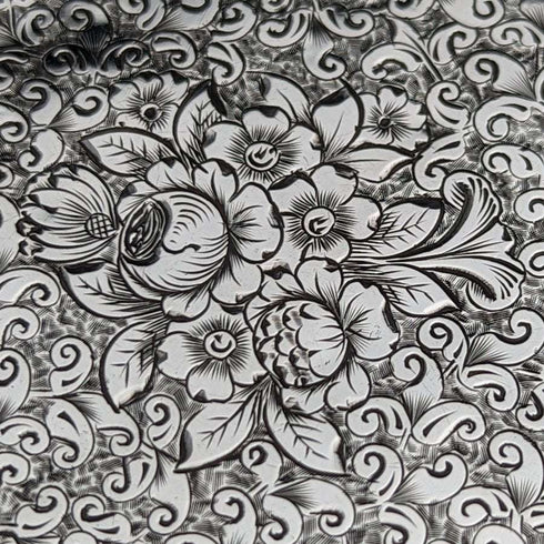 1884 British Antique Pure Silver (925 Silver) Floral Engraving Card Case 68g George Unite