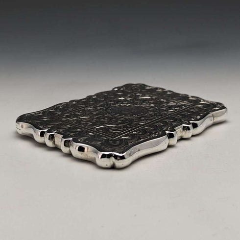 Estuche para tarjetas de plata de ley (925) antigua inglesa, 1870, 60 g, Frederick Marson