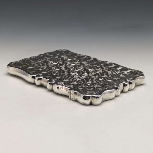 Estuche para tarjetas de plata de ley (925) antigua inglesa, 1870, 60 g, Frederick Marson