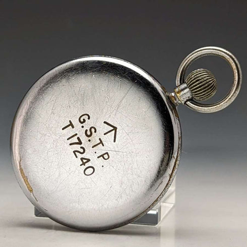 Reloj de bolsillo militar británico de la Segunda Guerra Mundial, Jaeger-LeCoultre Broad Arrow, vintage de alrededor de 1940, en buen estado de funcionamiento.