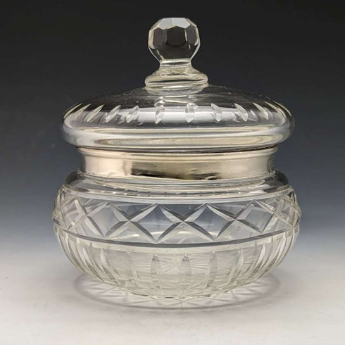 1929 年英國復古純銀裝飾切割玻璃瓶 351 克 BM & Co
