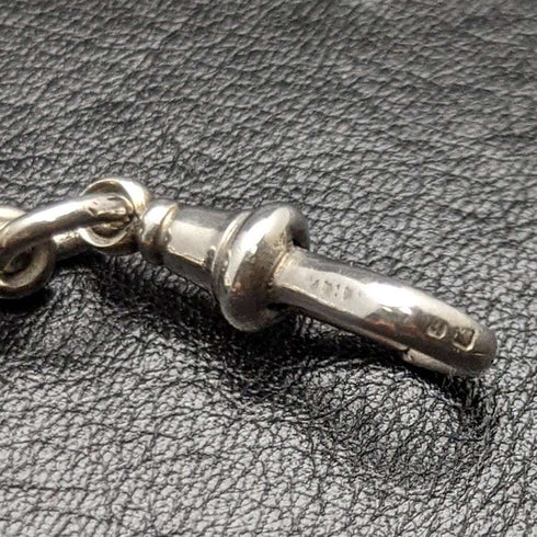 Cadena Albert de plata esterlina (925) antigua británica de alrededor de 1900, 55 g, con medalla tipo fob