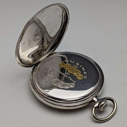 1932年頃 ヴィンテージ ロンジン 懐中時計 銀側ハンターケース 動作良好