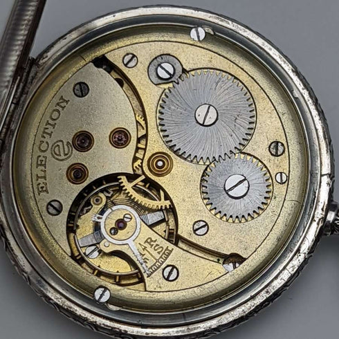 Antique ELECTION pocket watch silver side open face works well