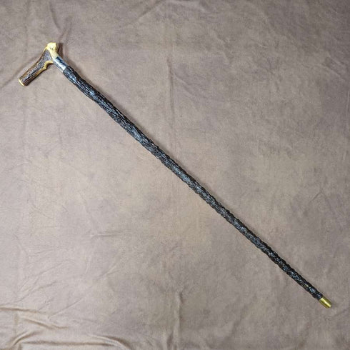 Bastón antiguo inglés para caballero de 1908, empuñadura de asta de ciervo, 85 cm