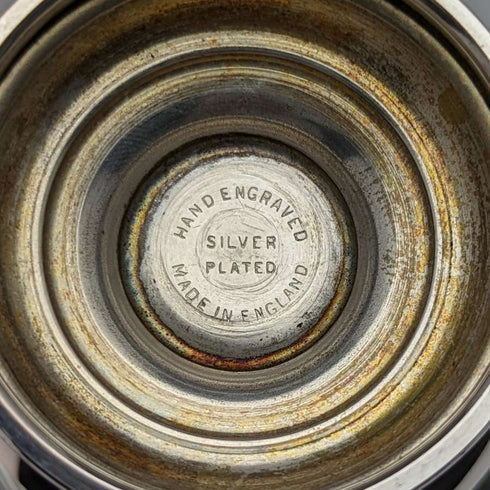 Juego de dos recipientes para condimentos de plata chapada, estilo vintage británico
