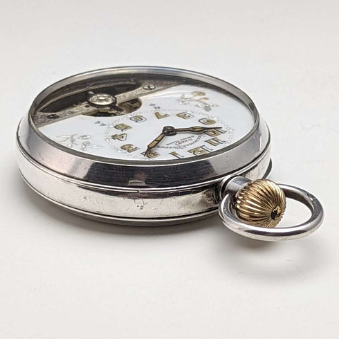【Reacondicionado】Reloj de bolsillo antiguo Hebdomas de 8 días de cuerda de 1918, caja de plata pura