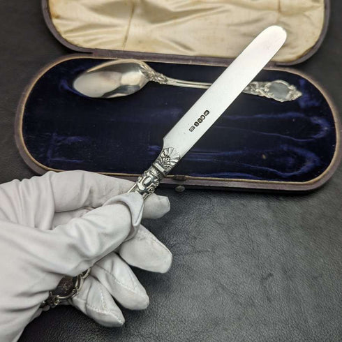 1851 British antique sterling silver cutlery set in box