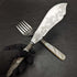 British antique silver plate fish server set white butterfly shell handle