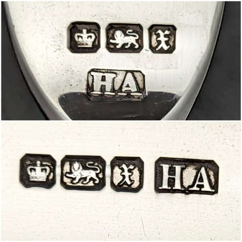 1915年 英国アンティーク フルーツカトラリーセット 純銀ブレード 白蝶貝ハンドル BOX入り①